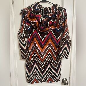 P Luca Milano Women's Small Missoni Inspired Print Cowl Neck Fleece Dress